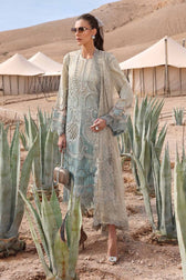 Maria B Lawn Pakistani Suit Restocked/Maria B Luxury Lawn 25/15B/Beige&Sea Green