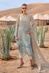 Maria B Lawn Pakistani Suit Restocked/Maria B Luxury Lawn 25/15B/Beige&Sea Green