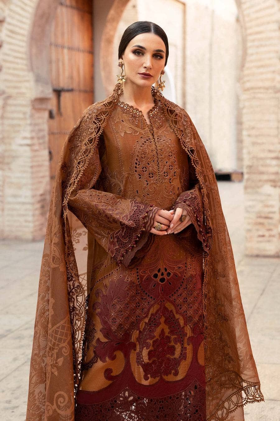 Maria B Lawn Pakistani Suit Restocked/Maria B Luxury Lawn 25/1B/Rust