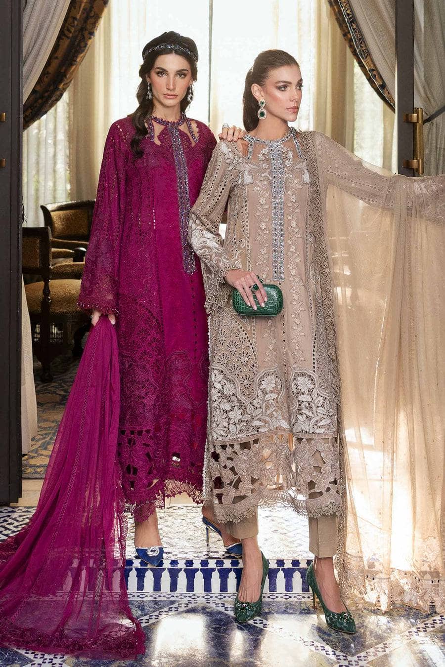 Maria B Lawn Pakistani Suit Restocked/Maria B Luxury Lawn 25/2B/Magenta