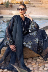 Maria B Lawn Pakistani Suit Restocked/Maria B Luxury Lawn 25/4B/Navy Blue