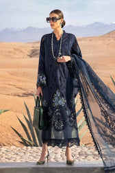 Maria B Lawn Pakistani Suit Restocked/Maria B Luxury Lawn 25/4B/Navy Blue