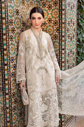 Maria B Lawn Pakistani Suit Restocked/Maria B Luxury Lawn 25/6A/Pearl White