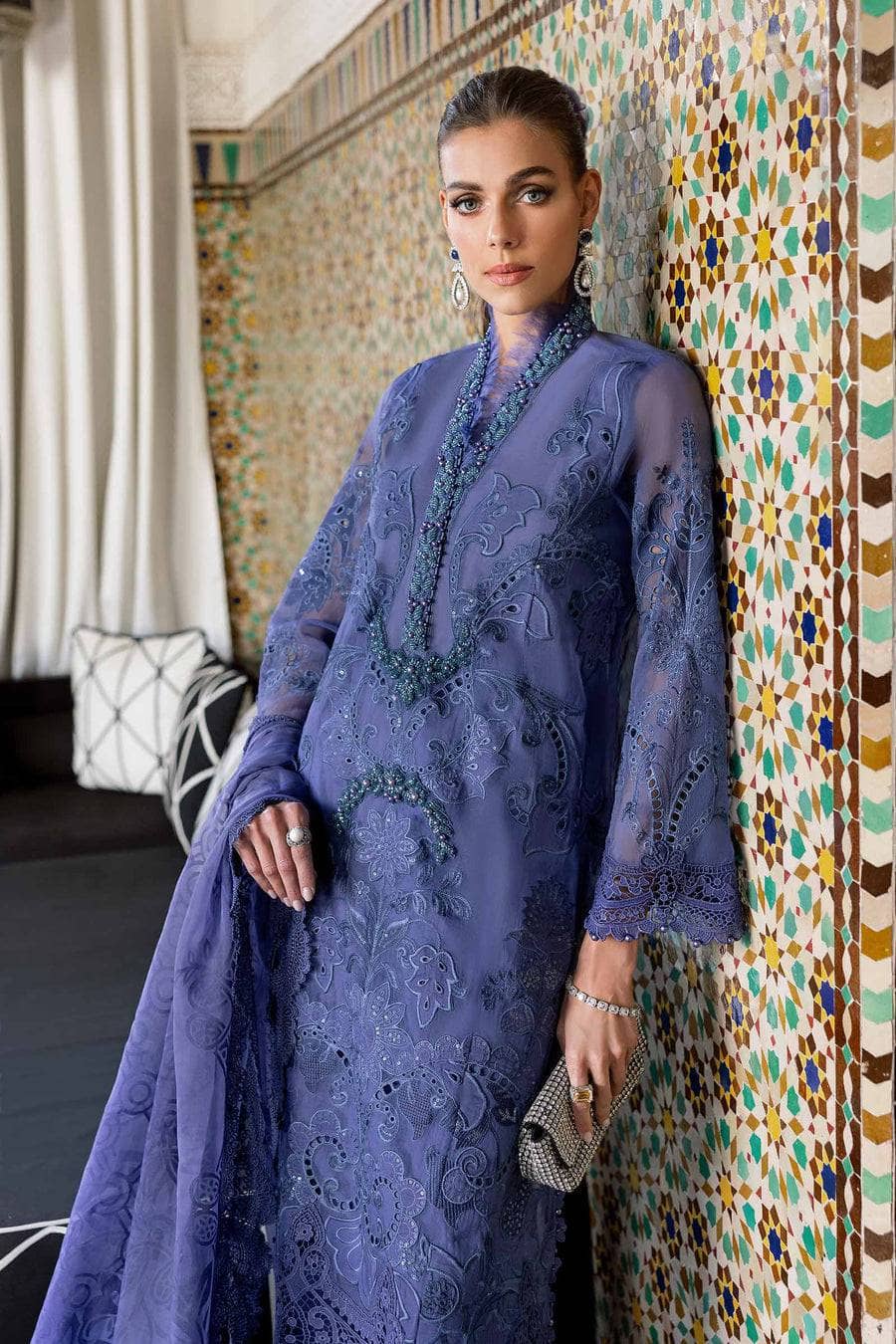 Maria B Lawn Pakistani Suit Restocked/Maria B Luxury Lawn 25/6B/Violet