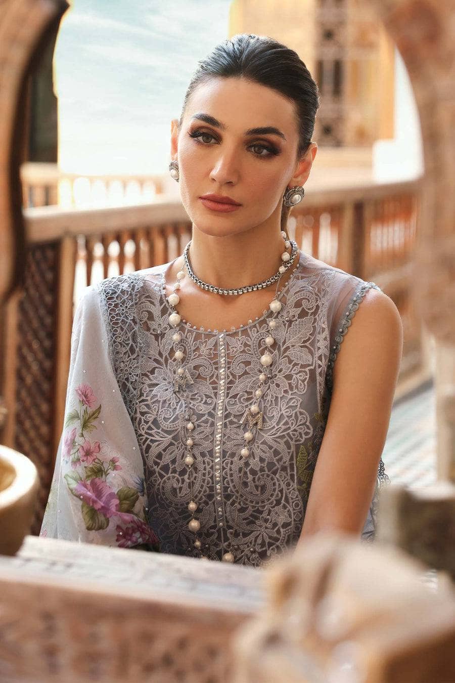 Maria B Lawn Pakistani Suit Restocked/Maria B Luxury Lawn 25/9B/Ice Blue