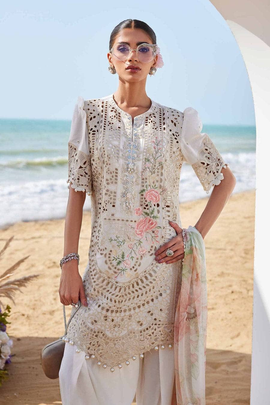 Restocked/Maria B Luxury Lawn 25/Vol 2/D 7/Off White