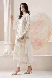 Restocked/Maria B Luxury Lawn 25/Vol 2/D 7/Off White