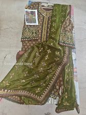 Maria B Lienn Winter Pakistani Suit Stitched/Maria B Linen/Large/Maria B Linen/DL-912-Brown