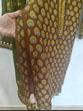 Maria B Lienn Winter Pakistani Suit Stitched/Maria B Linen/Large/Maria B Linen/DL-912-Brown
