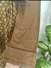 Maria B Lienn Winter Pakistani Suit Stitched/Maria B Linen/Large/Maria B Linen/DL-912-Brown