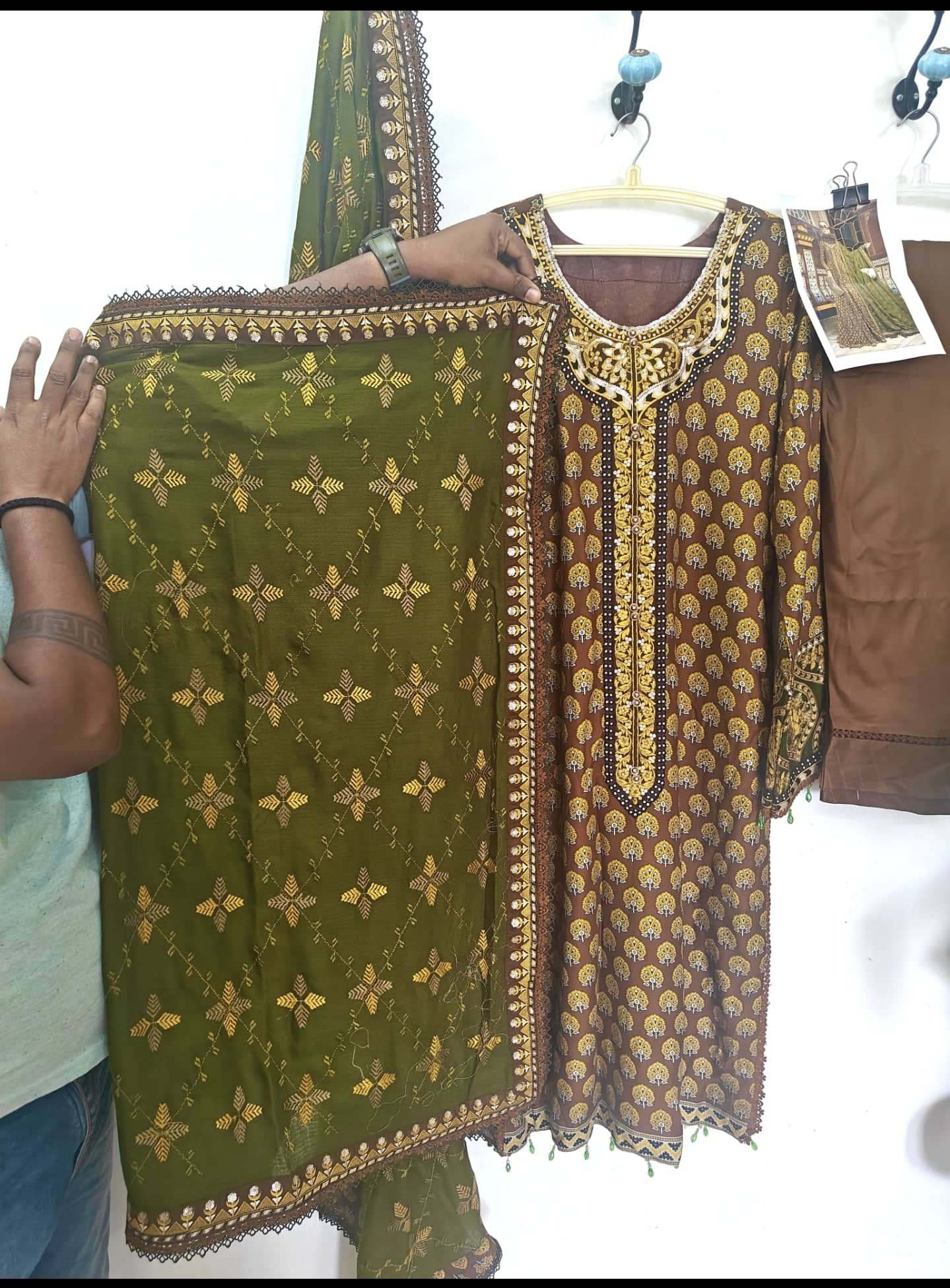 Maria B Lienn Winter Pakistani Suit Stitched/Maria B Linen/Large/Maria B Linen/DL-912-Brown