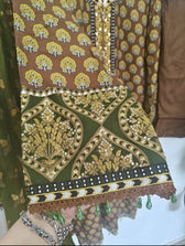 Maria B Lienn Winter Pakistani Suit Stitched/Maria B Linen/Large/Maria B Linen/DL-912-Brown
