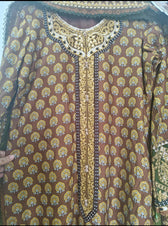 Maria B Lienn Winter Pakistani Suit Stitched/Maria B Linen/Large/Maria B Linen/DL-912-Brown