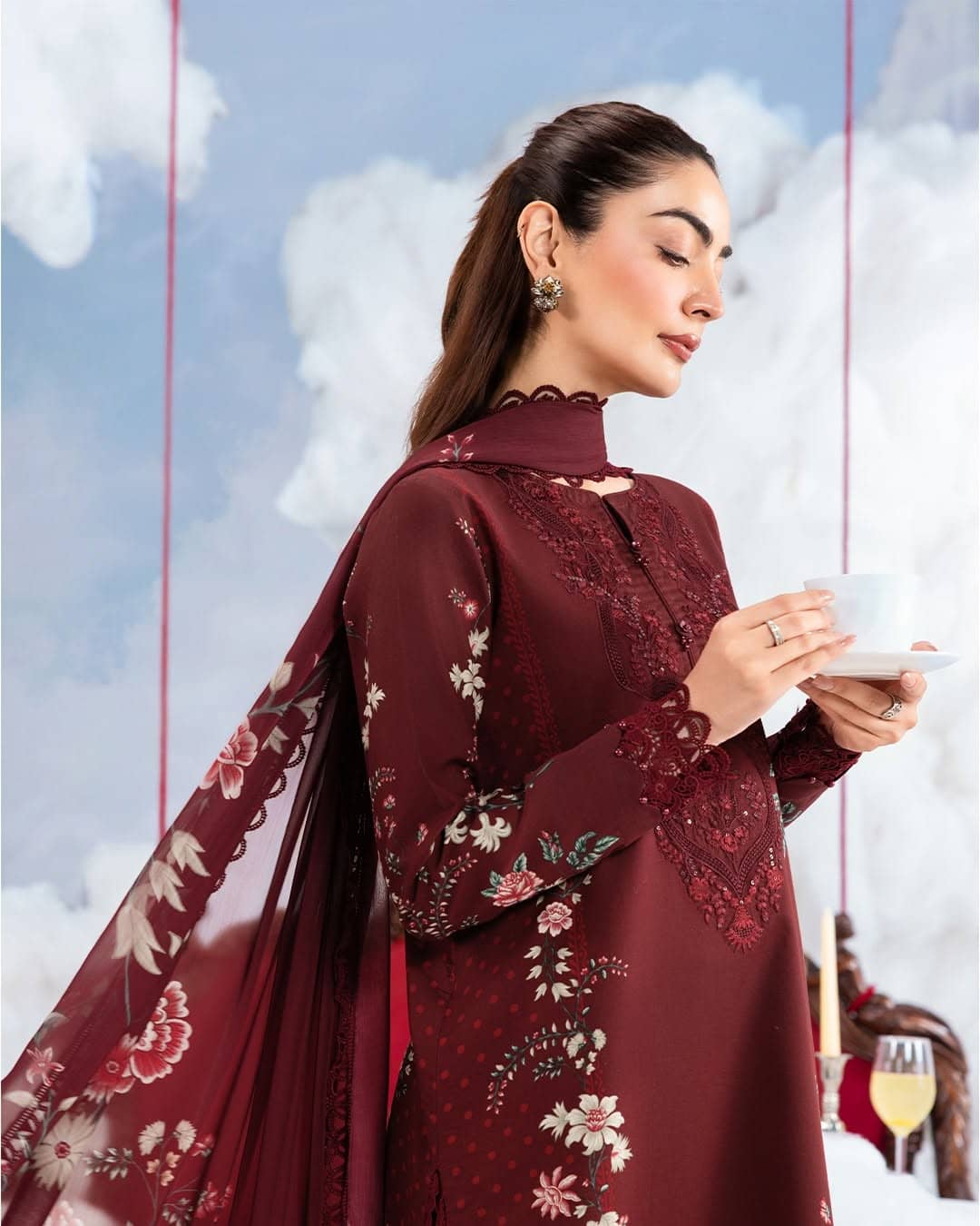 Maria B M Basics Dreamscape/7A/Maroon
