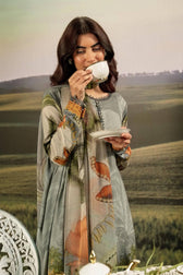 Maria B M Basics 25/Fall-Winter/Embroidered Arabic Lawn Suit | MB-PFUS25-06A/Grey