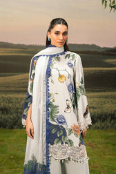 Maria B M Basics 25/Fall-Winter/Embroidered Arabic Lawn Suit | MB-PFUS25-07B/Grey & Blue
