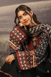 Maria B M Basics 25/Fall-Winter/Embroidered Arabic Lawn Suit | MB-PFUS25-09A/Black