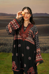 Maria B M Basics 25/Fall-Winter/Embroidered Arabic Lawn Suit | MB-PFUS25-09A/Black