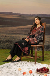Maria B M Basics 25/Fall-Winter/Embroidered Arabic Lawn Suit | MB-PFUS25-09A/Black