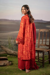 Maria B M Basics 25/Fall-Winter/Embroidered Arabic Lawn Suit | MB-PFUS25-10B/Red