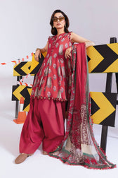 Maria B M Basics Winter Pakistani Suits Maria B M Basics/Vol 2/Linen/Red/10 A