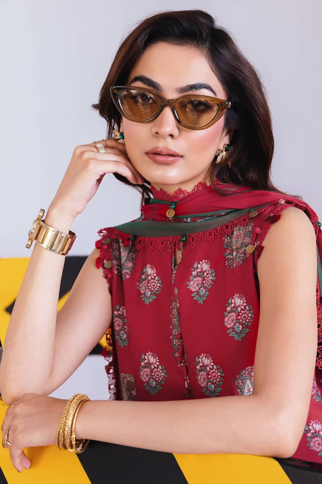 Maria B M Basics Winter Pakistani Suits Maria B M Basics/Vol 2/Linen/Red/10 A