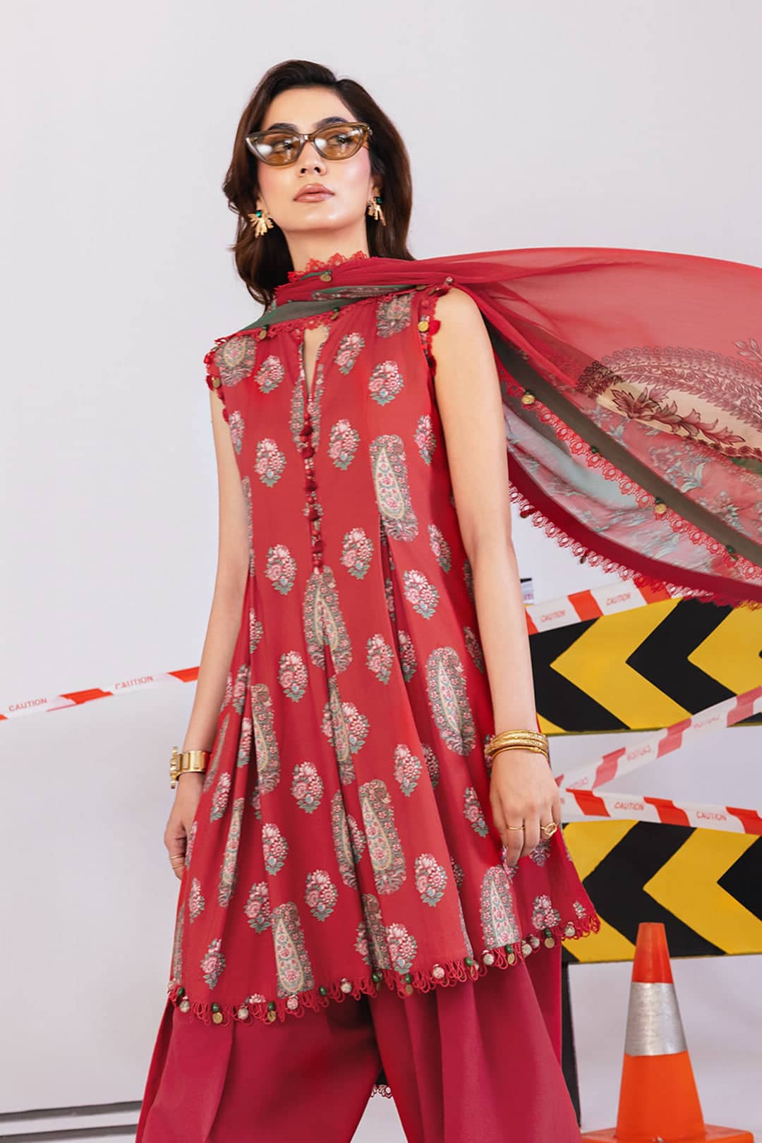 Maria B M Basics Winter Pakistani Suits Maria B M Basics/Vol 2/Linen/Red/10 A