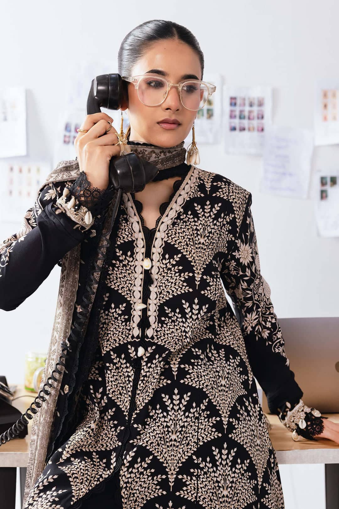 Maria B M Basics Winter Pakistani Suits Maria B M Basics/Vol 2/Linen Suit/8A/Black