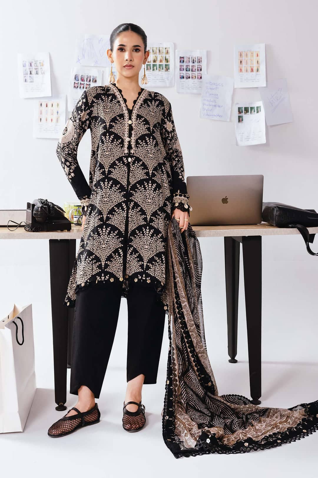 Maria B M Basics Winter Pakistani Suits Maria B M Basics/Vol 2/Linen Suit/8A/Black