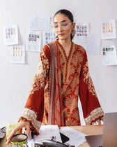 Maria B M Basics/Vol 2/Linen Suit/8B/Rust
