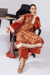 Maria B M Basics Winter Pakistani Suits Maria B M Basics/Vol 2/Linen Suit/8B/Rust