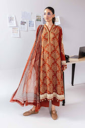 Maria B M Basics Winter Pakistani Suits Maria B M Basics/Vol 2/Linen Suit/8B/Rust