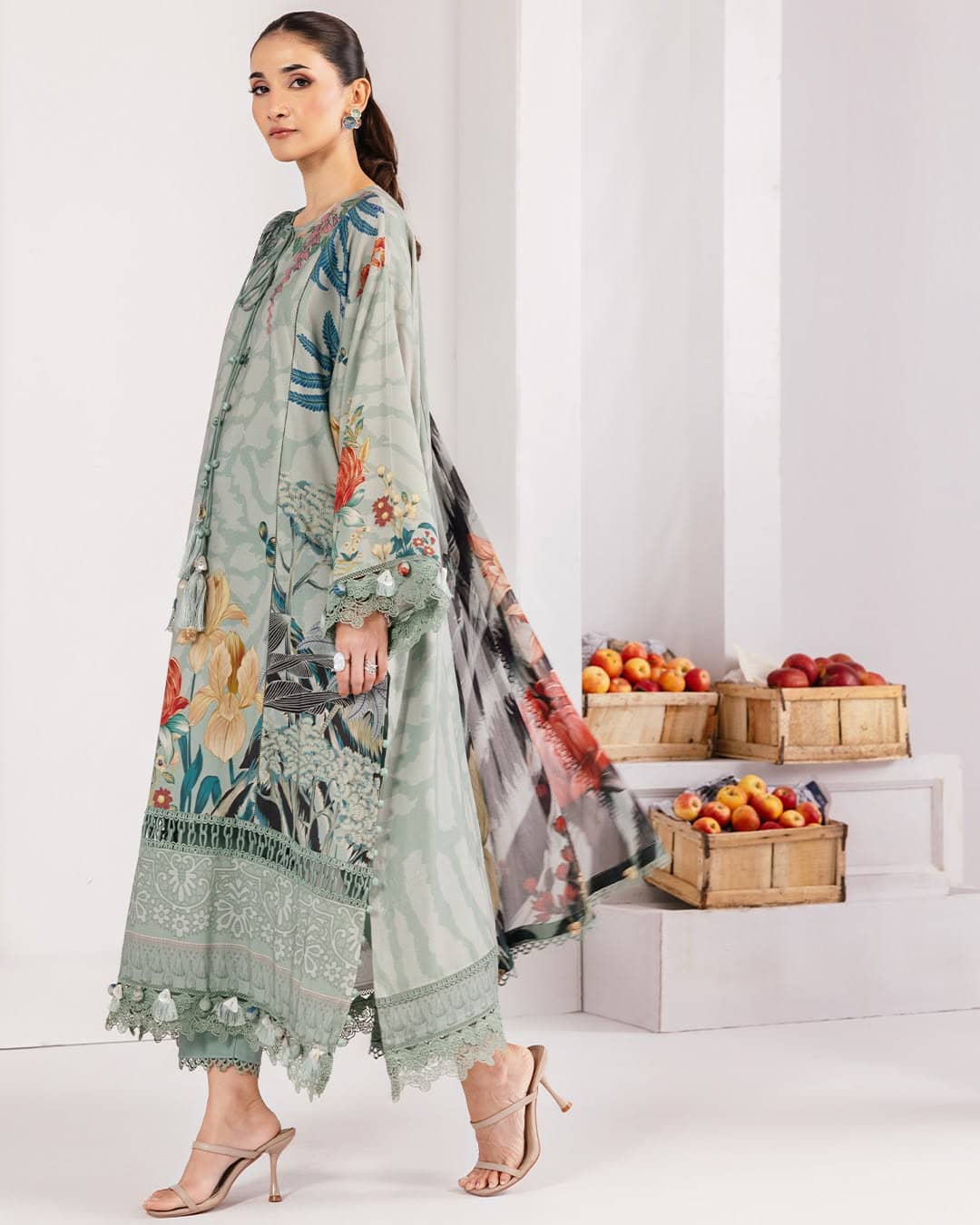 Maria B M Basics/Vol 2/Linen Suit/9A/Sage Green