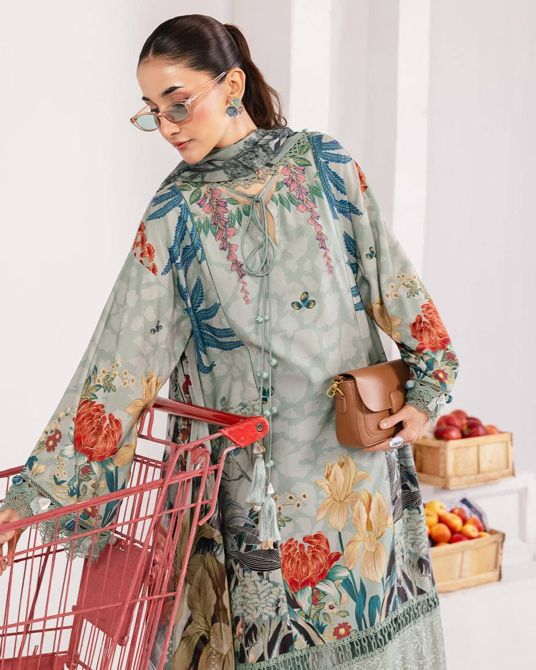 Maria B M Basics/Vol 2/Linen Suit/9A/Sage Green