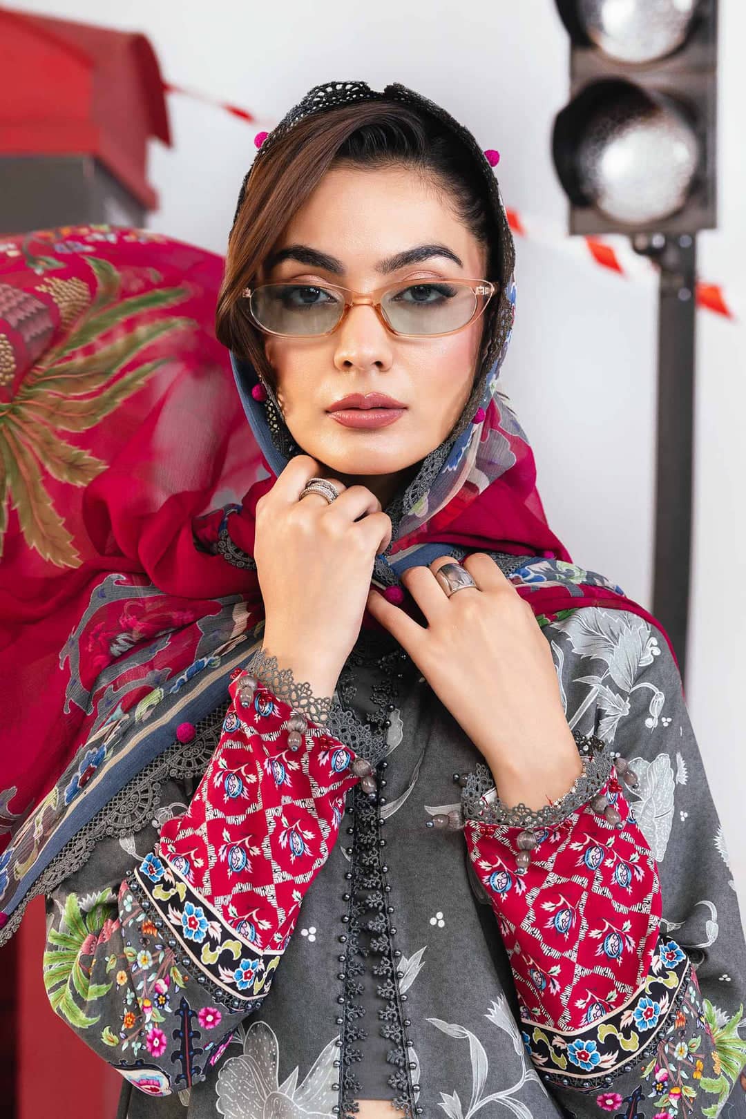 Maria B M Basics Winter Pakistani Suits Maria B M Basics/Vol 2/Marina Twill Suit/6A/Charcoal Grey