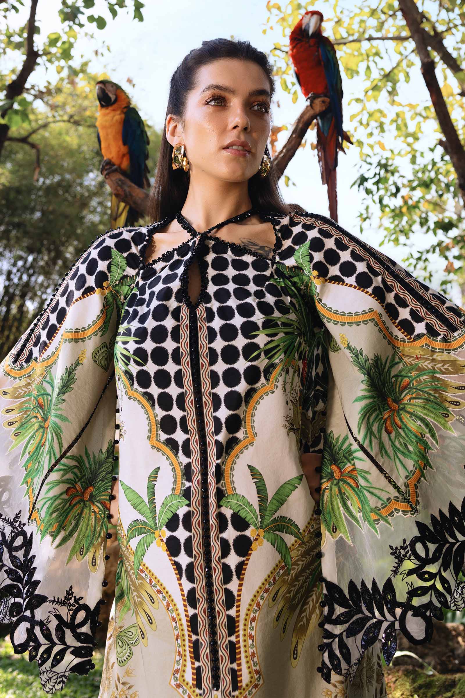 Restocked/Maria B M Prints 26/Safari Scape/5 A/Off White & Coffee/Chiffon Dupatta