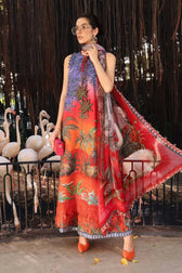 Sale‼️Maria B M Prints 26/Safari Scape/7 B/Red/Chiffon Dupatta