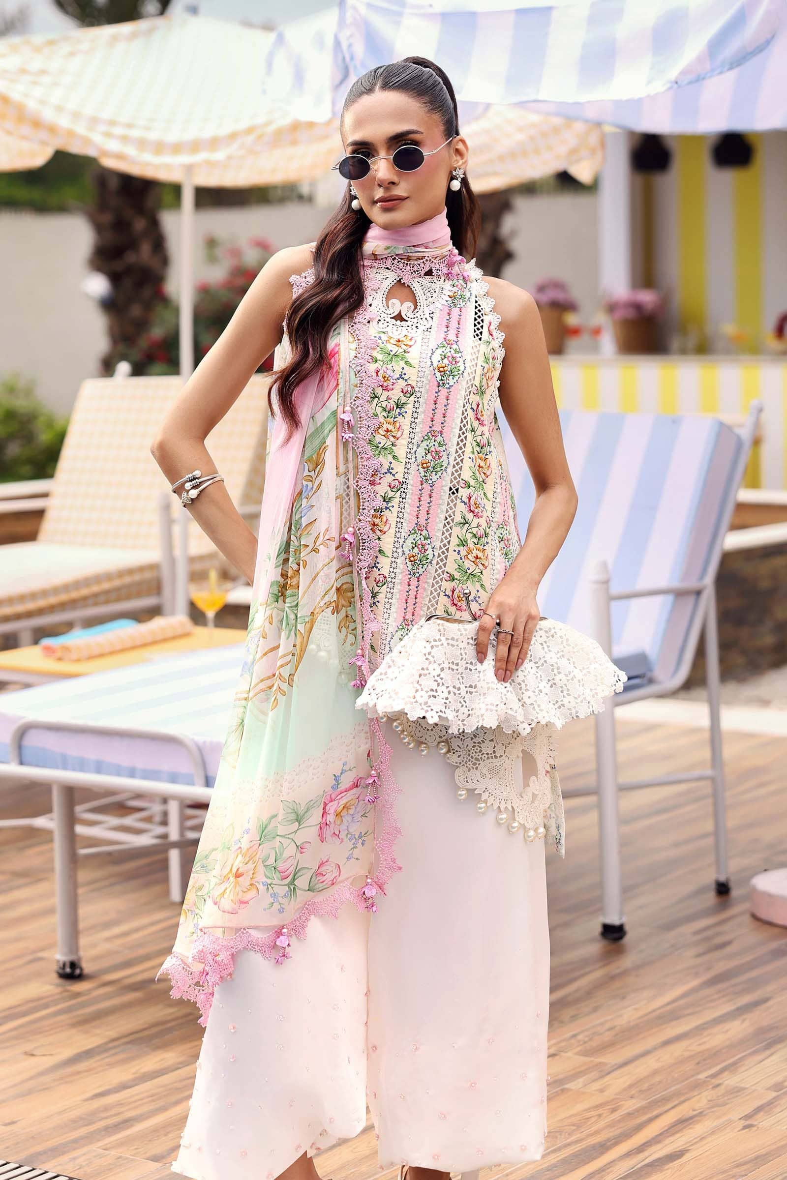 Maria B M Prints 26/Vol 2/10A/Off White&Peach