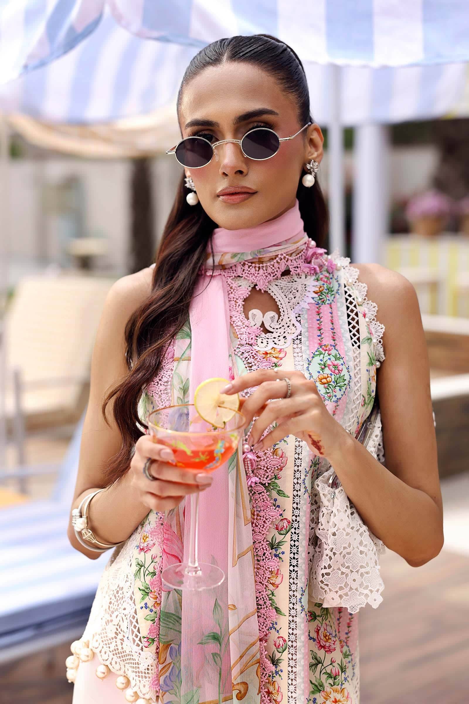 Maria B M Prints 26/Vol 2/10A/Off White&Peach
