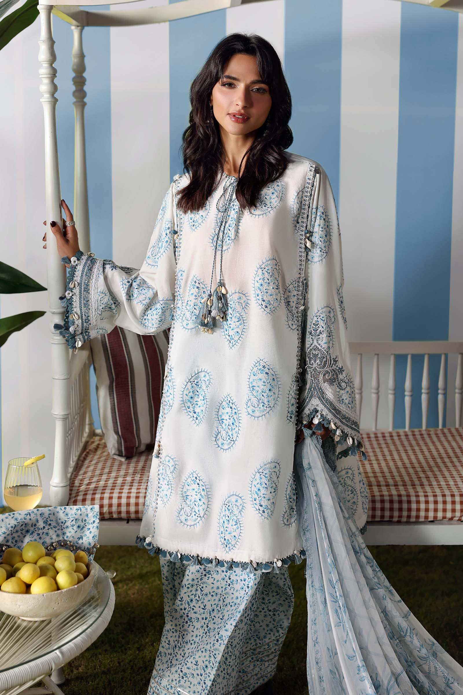 Restocked/Maria B M Prints 26/Vol 2/13A/White &Blue