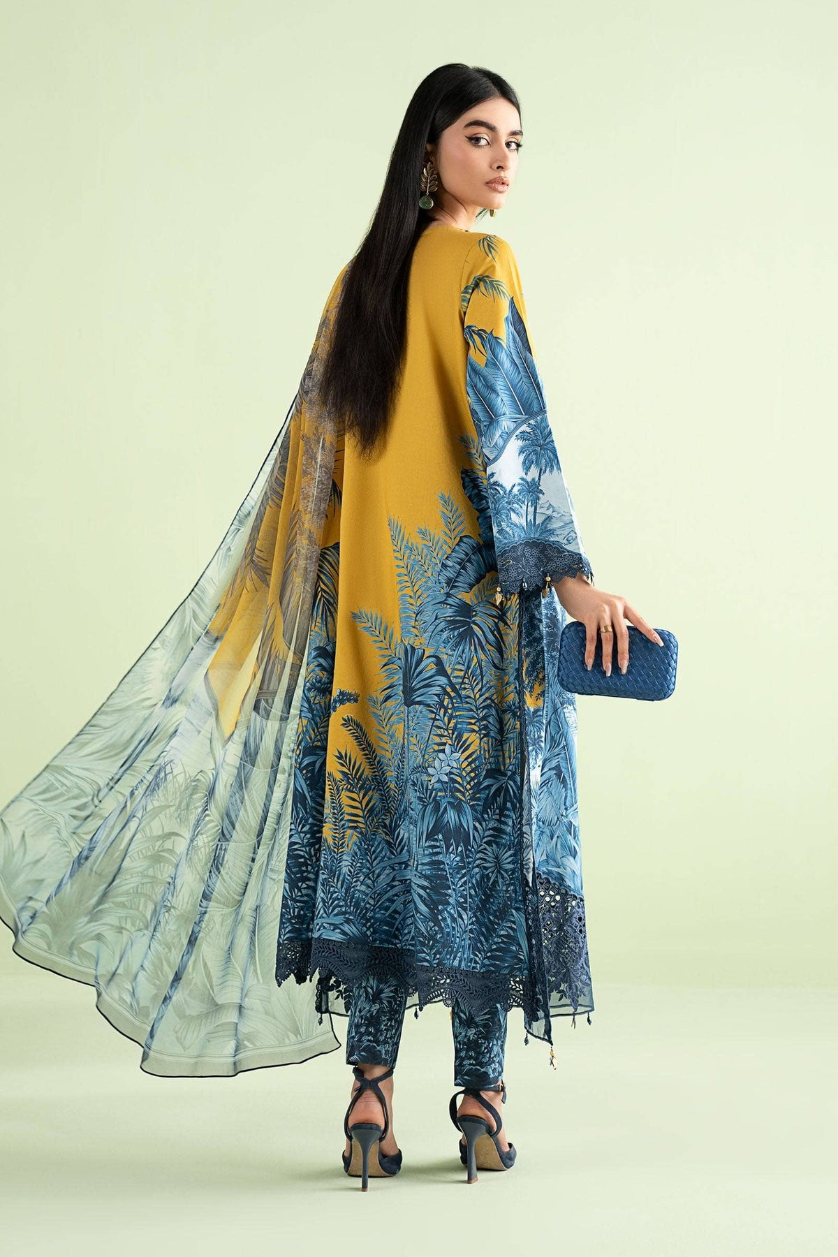 Sale‼️Maria B M Prints 26/Safari Scape/11 A/Mustard/Chiffon Dupatta