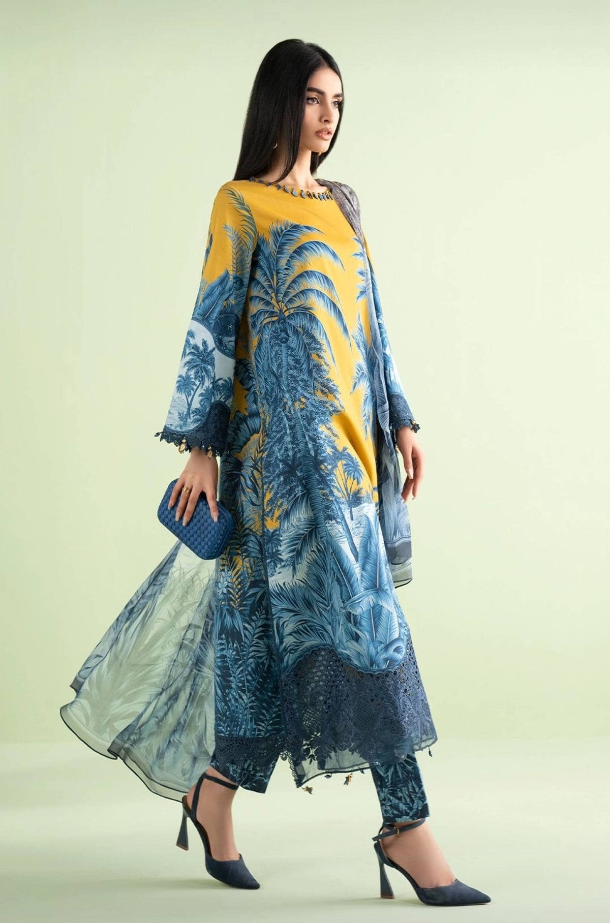 Sale‼️Maria B M Prints 26/Safari Scape/11 A/Mustard/Chiffon Dupatta