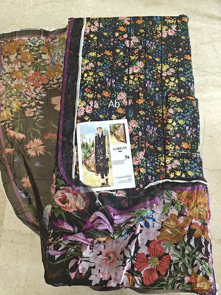 Open Pic/Maria B M Prints 25/Black/7B/Chiffon Dupatta