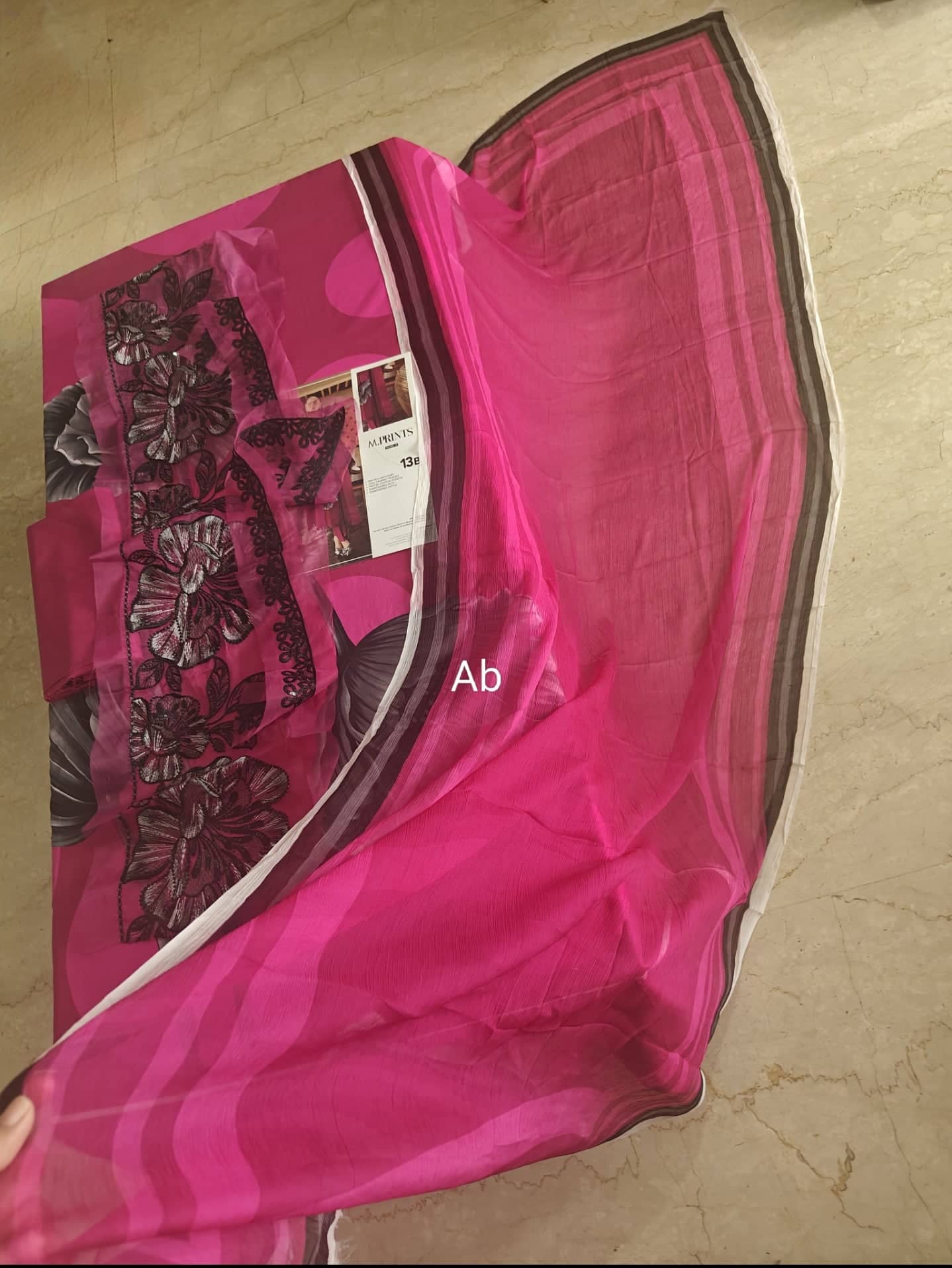 Open Pic/Maria B M Prints 26/Safari Scape/13B/Pink/Chiffon Dupatta