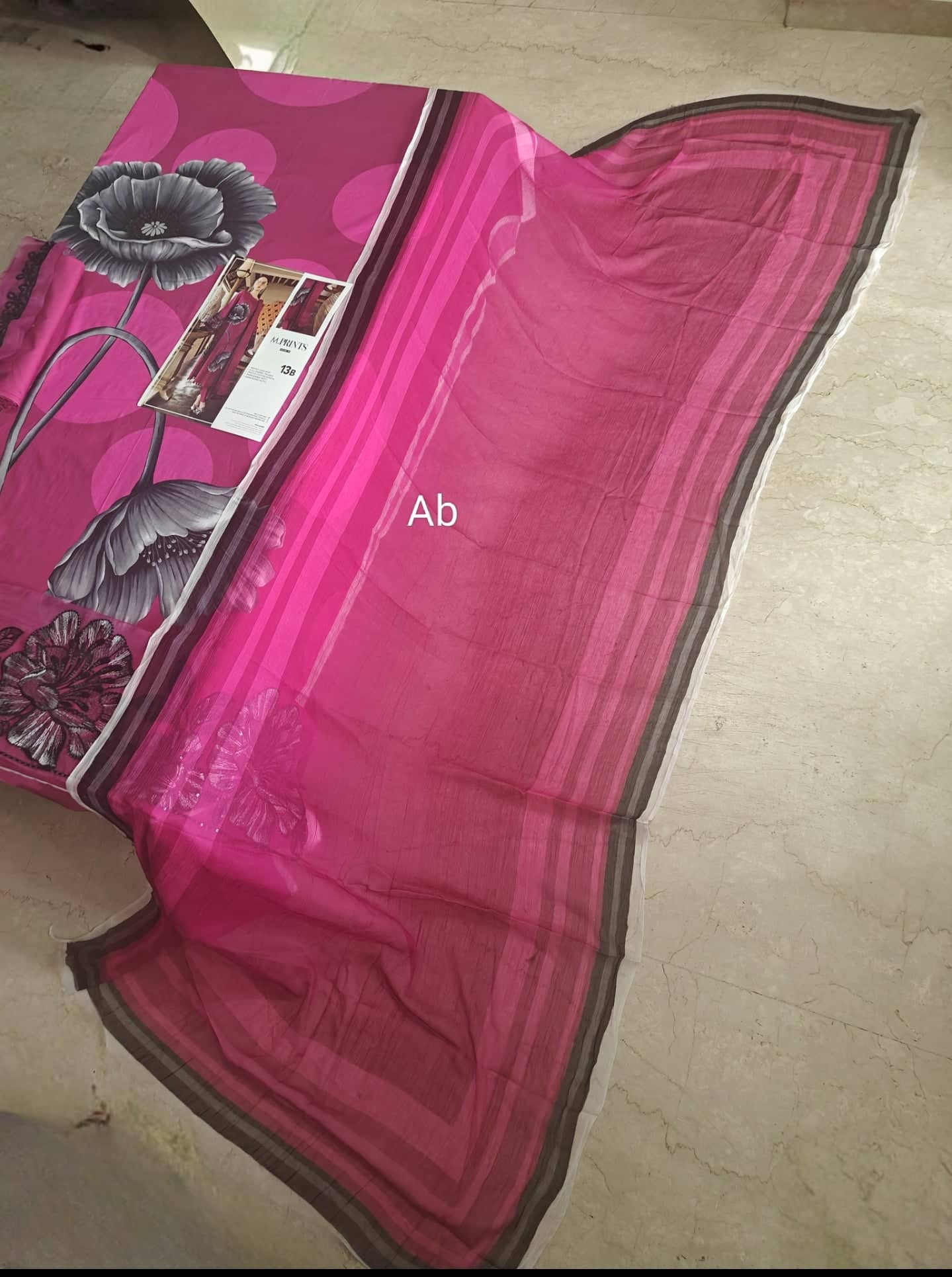 Open Pic/Maria B M Prints 26/Safari Scape/13B/Pink/Chiffon Dupatta