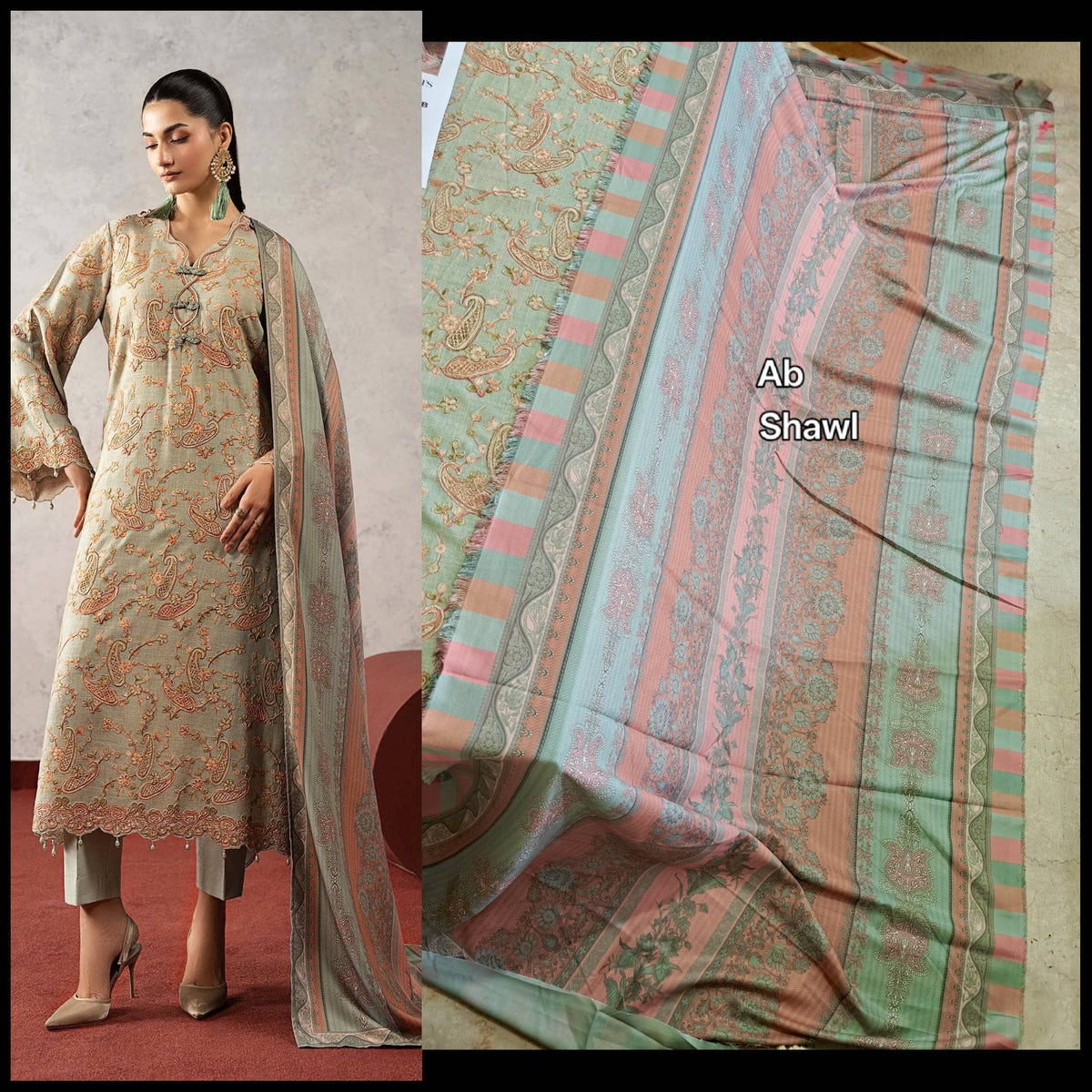 Open Pic/Maria B M Prints/Fall Edit 26/8 B/Irish Linen Suit/Sea Green/Shawl
