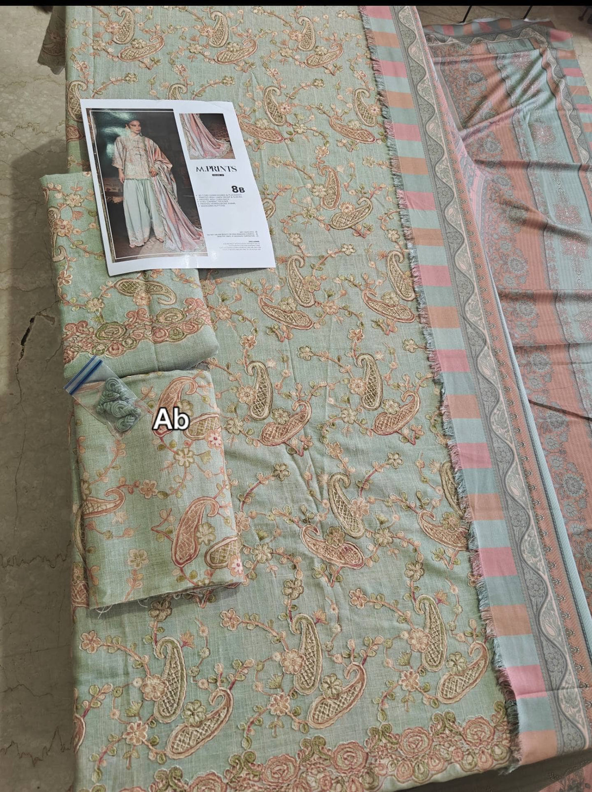 Open Pic/Maria B M Prints/Fall Edit 26/8 B/Irish Linen Suit/Sea Green/Shawl