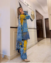 Spotted in Maria B M Prints 26/Safari Scape/11 A/Mustard/Chiffon Dupatta