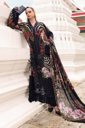 Maria B M Prints Winter Collection Maria B M Prints 25/Vol 2/10B/Winter Edit/Black/Embroideried Linen/Silk Dupatta