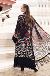 Maria B M Prints Winter Collection Maria B M Prints 25/Vol 2/10B/Winter Edit/Black/Embroideried Linen/Silk Dupatta